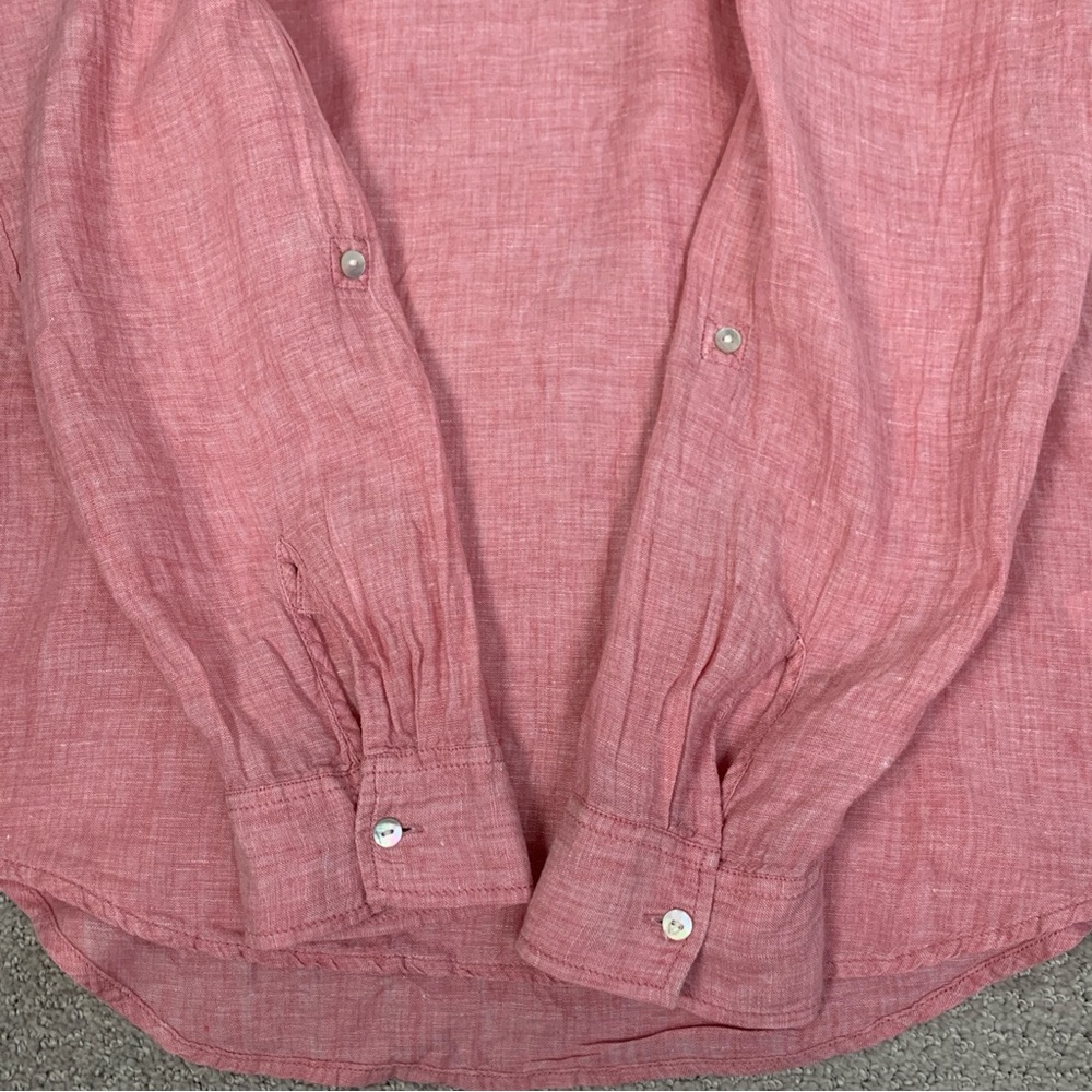 100% Linen Jones & Co. Pink Popover Longline Shirt Size Medium, Oversized - Picture 5 of 9